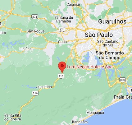 Mapa regional mostrando o Lord Negão em relação a São Paulo